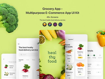 Grocery Delivery App - Full Project app card clean delivery delivery app design e-commerce e-shop fcommerce green minimal online shopping popular shop store stuff design trend trendy ui ux