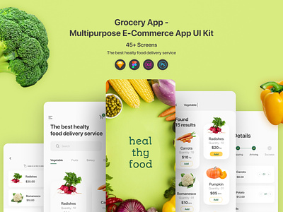 Grocery Delivery App - Full Project app card clean delivery delivery app design e commerce e shop fcommerce green minimal online shopping popular shop store stuff design trend trendy ui ux