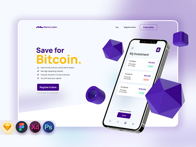 Cryptocurrency Investment Wallet bitcoin btc credit crypto cryptocurrency cryptocurrency investment wallet currency design exchange finance homepage landing page money monogram stock ui wallet web design