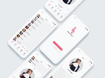 Music Player Concept Design app behance clean design download free free download music music app music player netflix players playlist red rehana songs ui uplabs ux white