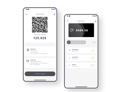 Payment Gateway Application Design balance blackwhite clean and clear financial app money money app payment payment checkout payment form payment gateway payment method payment transaction paypal private and secure payment app qrcode saving app spend app transaction app white and clean