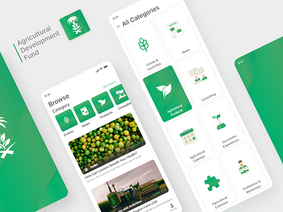 Agriculture modern mobile UI UX design agency agency website agriculture agriculture logo app arabian browse category clean consulting events green homepage green concept ios lemon minimalism minimal modern news product designer