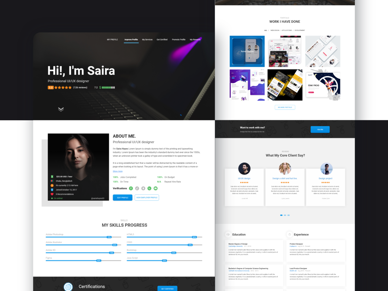 Web provider. Фриланс для UX UI дизайнера. Profile Page UI/UX. Мой профиль UX.