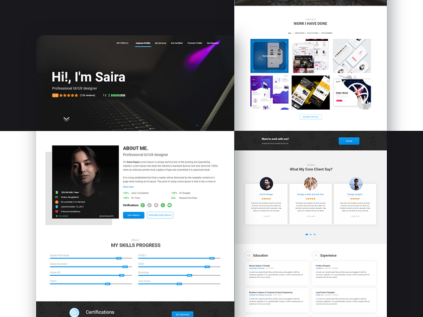 Service Provider Website UI/UX Design - Profile Page (Concept_2) by ...