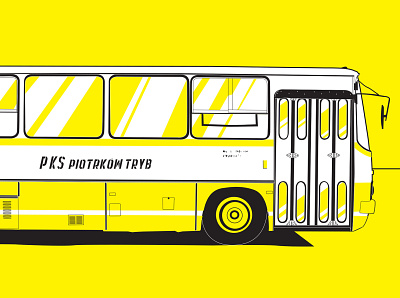 Postcard from my hometown. citybus drawing illustration vector