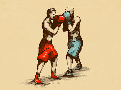 Quick Fight boxing drawing fight fighters illustration oldschool retro