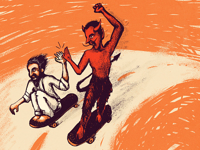 J&D devil drawing illustration jesus oldschool retro skateboarding