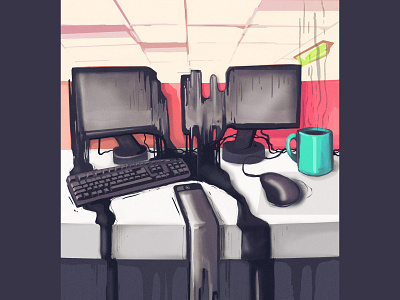 Desk corporate desk drawing illustration