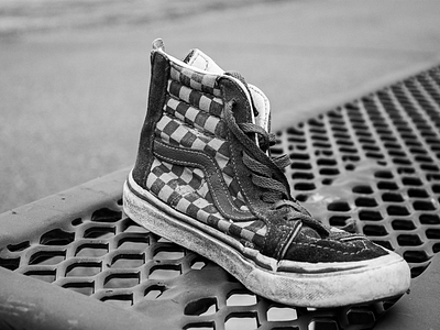 Shoe on A Bench black and white photo photography