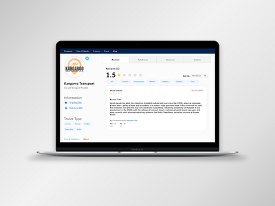 Review Management System for Trucks category comment interface management review system truck ui ux