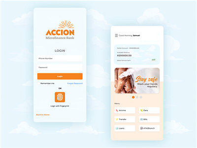 Accion Bank Mobile App app bank dashboard design finance illustration login logo ui vector