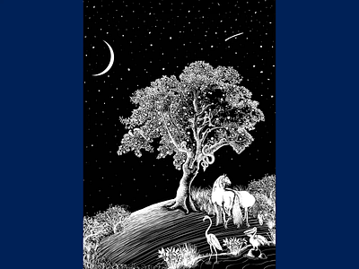 Eden Artwork animal art biblical design digital drawing eden illustration moon packaging photoshop stars tree wacom