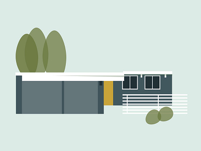 Mid Century Modern Home _Eichler - small home illustration house house illustration illustration mid century mid century modern mid mod mid mod home