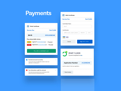 Payment component africa development blue citizen platform clean design system digital flat gradient it rwanda smart tech ui uidesign uidesigner uiux