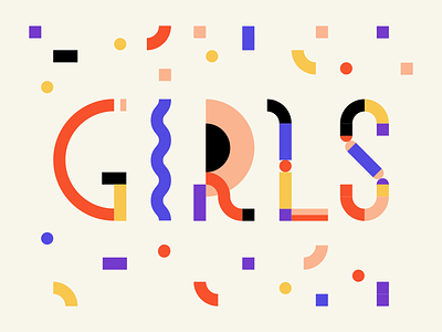 Girls type flat girls graphic pattern shapes type vector