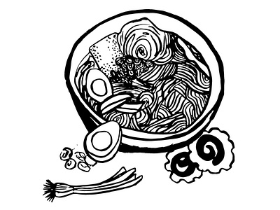 ramen branding design illustration ink ink drawing