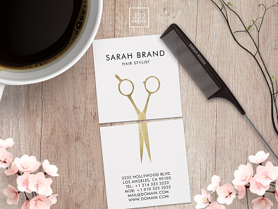 Square Hair Stylist Business Card branding business card business card design business cards design hair salon hair studio hair stylist hairdresser minimalist minimalist design print on demand template