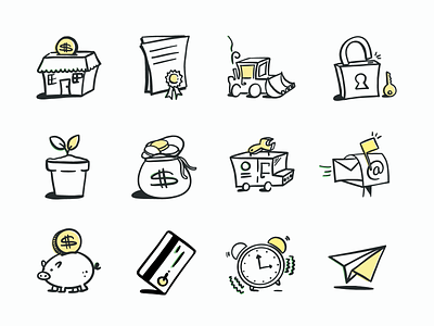 Valiant Icons alarm asset finance credit card digger drawing email equipment finance finance icons icons design icons set illustration money bag paper plane piggy bank start up unsecured business loans vector