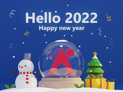 Happy new year 3d blender branding design happynewyear illustration snow snowman tree xmas