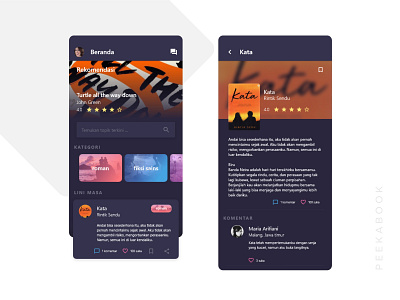 Main menu and book detail app design flat ui ux