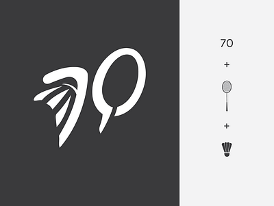 70th Logo badminton design elegant flat graphic design logo minimal sport branding sport design sport logo