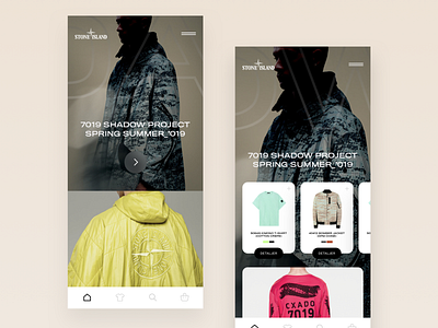 Stone Island Mobile Concept v2 android animations clothing brand e commerce ios mobile mobile after effects mobile app mobile ui product product page stone island transitions ui