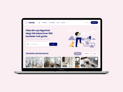 Hemly.se - Webb Design Frontpage agency filter system hemly home house logo klayo memberstack realestate stockholm web design webflow