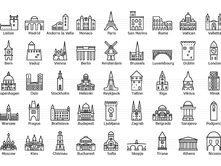 European Capitals Icon Set By József Balázs Hegedüs On Dribbble