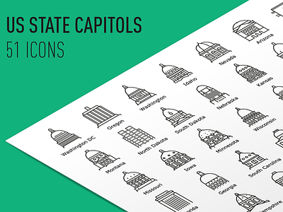 Us State Capitols - Icon Set