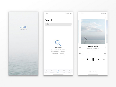 Adrift I app app concept interface interface design mobile app mobile app design music music app music player music player app music player ui ui ui design ui ux ui ux design uid uidesign uxdesign