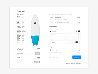 Daily UI #002 - Credit Card Checkout I credit card checkout dailyui dailyui002 minimal modern payment form surf surfing ui ux