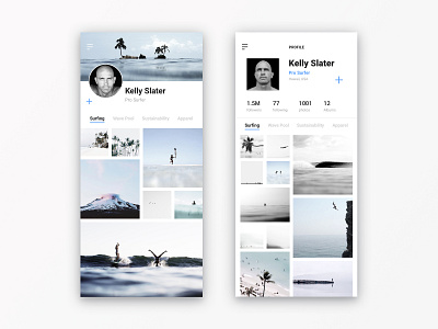 Daily UI #006 - User Profile I - Kelly Slater daily ui 006 dailyui kelly slater mobile modern modular design surfing ui uidesign user interface design user profile