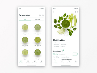 Pure Smoothies - Green interface design ios iphone x minimal ui design ui designer user interface white