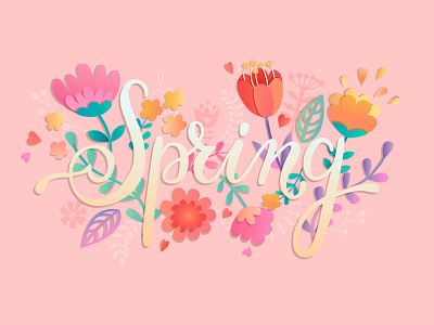 Welcome to spring. art background card decor design floral flower hand drawn invite lettering paper plant print season spring springtime symbol template tulip vector