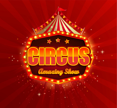 Circus emblem banner carnival circus cirque design emblem entertainment festival funfair logo premiere retro show signboard sunburst symbol template tent vintage welcome