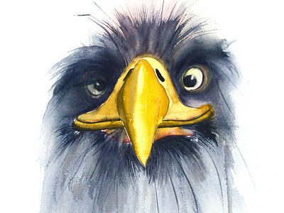 After yesterday (Eagle portrait) - Watercolor painting