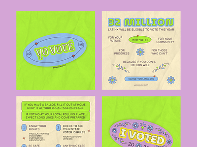 YO VOTÉ, I VOTED 2020 branding design election day graphic graphic design i voted latina latino latinx stickers typography vote voting yo voté