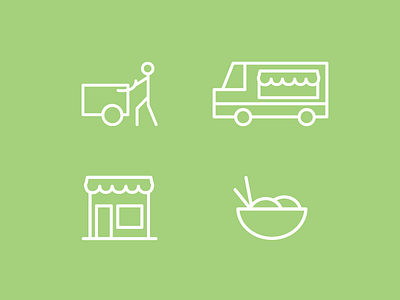 Food Vendors Icons Set design food funding green icon iconography icons market street vendor truck
