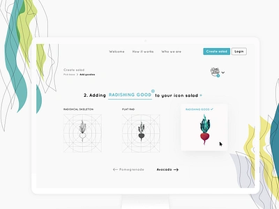 Icon salad creative design dailyui design flat goodies iconography icons ideas illustration layout practice radish salad sketch typography ui ux vector website