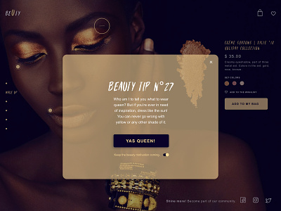 Daily Ui 16 - Popup beauty branding challenge daily design ecommerce gold makeup overlay popup sketch typography ui ui practice ux uxdesign vector web
