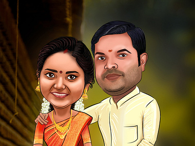 Wedding Caricature caricature couples digital 2d wedding