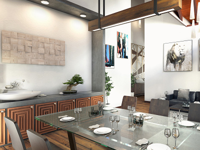 Contemporary Dining Room 3ds max adobe architectural vizualisation contemporary dining room design interior design photoshop sri lanka villa vray