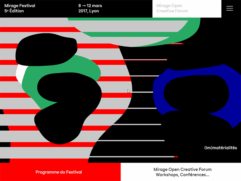 Mirage Festival 2017 Homepage animation interactive javascript motion svg