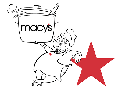 Macy's Red Star Kitchen chefs cook design drawing faidesigngroup illustration ink macys star