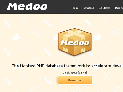 Medoo project clean design framework mysql open source php pink ui website