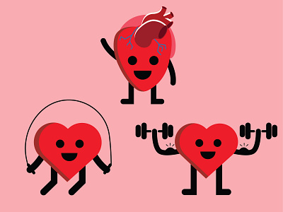 Hearts branding cawfeehaus design flat gym health healthy heart identity illustration valentine day vector weights workout