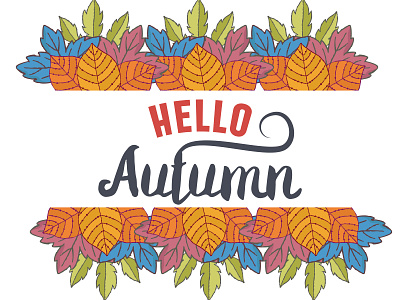 Autumn leaves abstract background abstract autumn background hello illustration leaves poster socialmedia typography