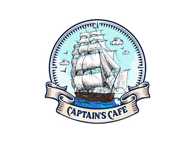 Captain's Cafe branding design graphic design graphicdesign illustration logo vector