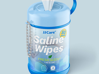 JJ Care Saline Wipes Packaging Design branding design packaging