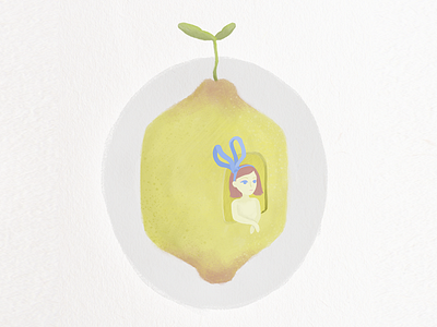 Lemon Girl character art digital art illustration krita lemon